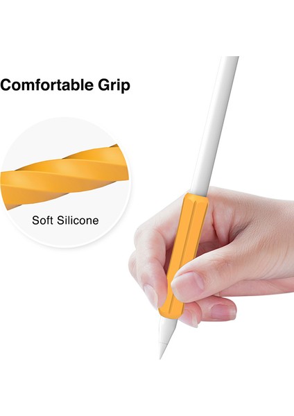 Stoyobe Apple Pencil (1./2. Nesil)/huawei M-Pencil Kalem Tutacağı Kaymaz Kılıf Silikon Kalem Tutacağı Kapağı-Sarı (Yurt Dışından)