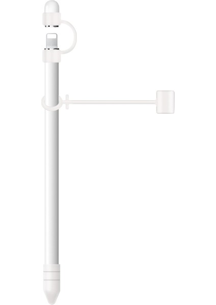 Apple Pencil Için Silikon Kapak Tutucu + Uç Kapağı + Konnektör Adaptörü Bağlantısı (Yurt Dışından)