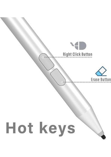 JD02 Dizüstü Bilgisayar Kalemi Istemsiz Dokunmaya Karşı Yüksek Hassasiyetli Kapasitif Kalem Microsoft Surface Notebook Için-Gümüş (Yurt Dışından)