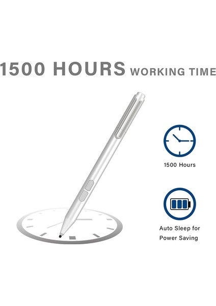 JD02 Dizüstü Bilgisayar Kalemi Istemsiz Dokunmaya Karşı Yüksek Hassasiyetli Kapasitif Kalem Microsoft Surface Notebook Için-Gümüş (Yurt Dışından)