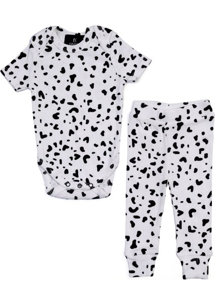 Unisex Bebek Baskılı Çıt Çıtlı Body ve Pantolon Takım