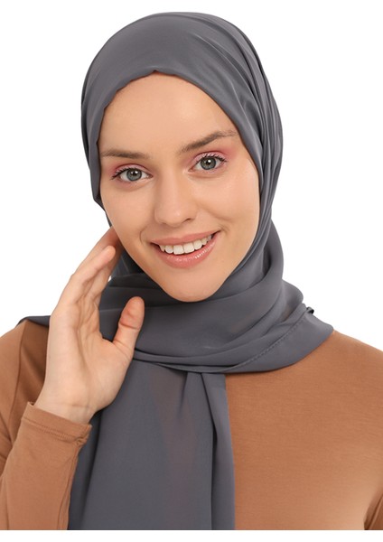 Hazır Pratik Lüks Geçmeli Lastikli Boneli Şifon Şal-Füme modelleri