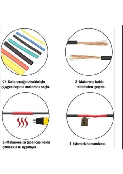 Isı ile Daralan Kablo Koruyucu Makaron 10X45 mm Siyah Renk 5 Adet
