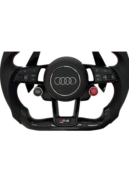Audi R8 Direksiyon Butonlu LED Carbon Orjinal Hava Yastık ve Logolu