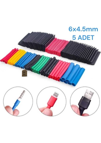 Enefendi Store Kablo Koruyucu Makaron Isı ile Daralan 6X45 mm 5 Adet Mavi Renk