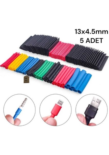 Kablo Koruyucu Makaron Isı ile Daralan 13X45 mm 5 Adet Siyah Renk
