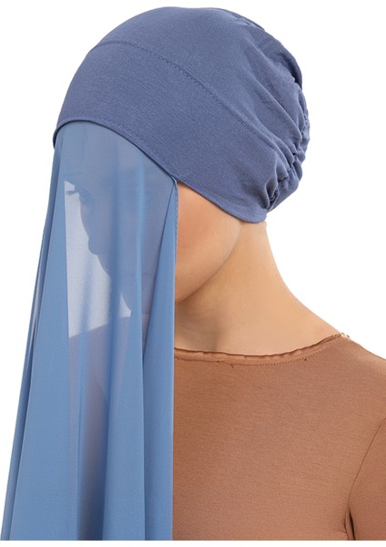 Hazır Pratik Lüks Geçmeli Lastikli Boneli Şifon Şal-Kot