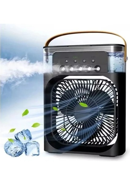 Taşınabilir Işıklı 5 Spreyli Vantilatör Buzlu Buharlı Vantilatör Mini Fan Nemlendirici Buharlı