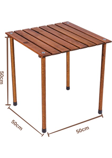 Ahşap Katlanır Masa Sandalye Seti Kahverengi - Su Yeşili Kılıf 50X50X50 Kahverengi Masa