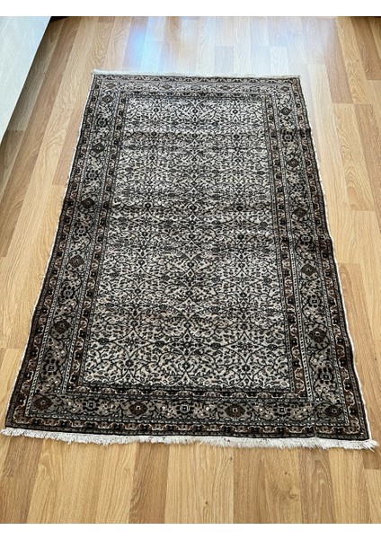 110X172 cm Gri ve Siyah Renkli Oryantal Çiçek Desenli Etnik Kilim El Dokuma Türk Kilim