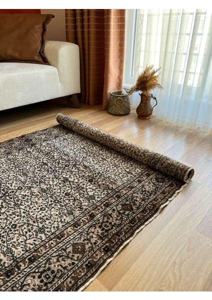 110X172 cm Gri ve Siyah Renkli Oryantal Çiçek Desenli Etnik Kilim El Dokuma Türk Kilim modelleri