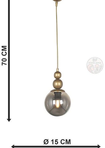 Pin Tekli Avize Eskitme Füme Cam