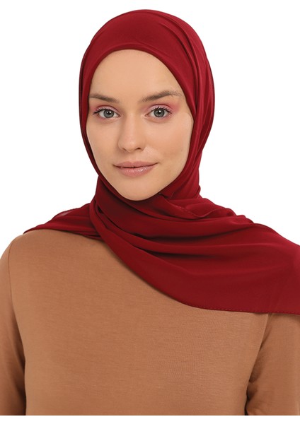 Hazır Pratik Lüks Geçmeli Lastikli Boneli Şifon Şal-Bordo fiyatları