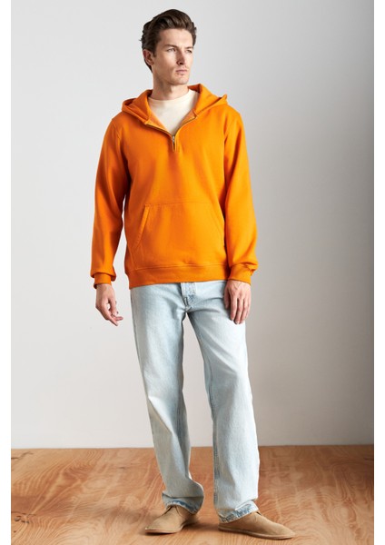 Cade Erkek Pamuk Turuncu Sweatshirt