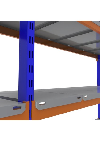 4 Katlı 3'lü Depo Rafı - 300-350 Kg Taşıma Kapasiteli Hafif Rack Raf - 40x90x200 cm
