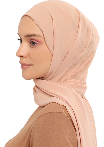 Hazır Pratik Lüks Geçmeli Lastikli Boneli Şifon Şal-Koyu Bej fiyatları