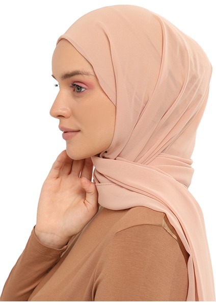 Hazır Pratik Lüks Geçmeli Lastikli Boneli Şifon Şal-Koyu Bej fırsatları