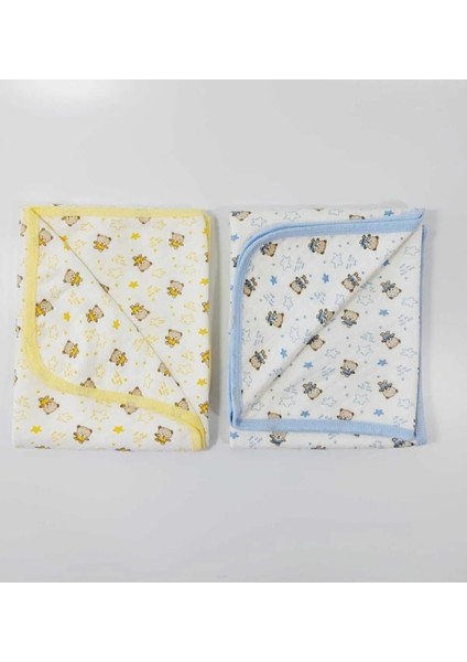 Ayıcık Baskılı Penye 2'li Bebe Battaniye Set 80X90 cm