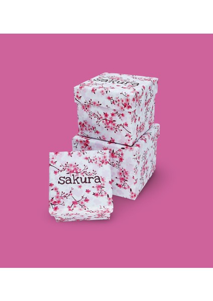 Sakura Desenli 3'lü Hediye Kutusu Seti | Mini Kutu Seti