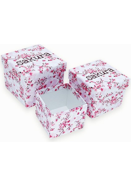 Sakura Desenli 3'lü Hediye Kutusu Seti | Mini Kutu Seti fiyatları
