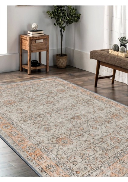 Vintage Desenli Halı, Pamuk Dokuma Pamuklu Taban Dekoratif Halı Kilim 70