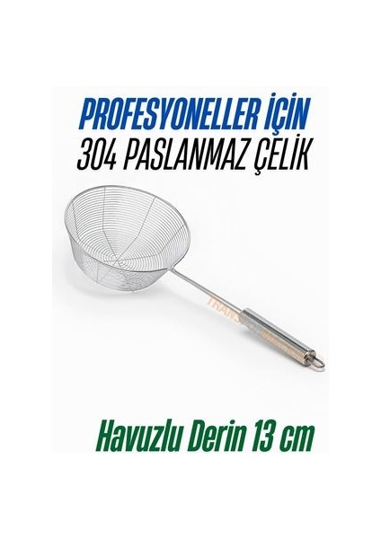 Modacar Derin Kevgir Havuzlu Süzgeç 304 Paslanmaz Çelik 13 cm