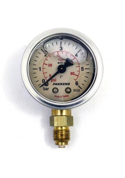 0-6 Bar 50 mm Alttan Bağlantılı Gliserinli Manometre G 1/4 Inç