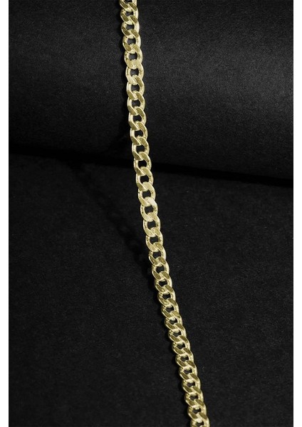 Altın Kaplama Gurmet Bileklik 2 mm Genişlik 21 cm - 925 Ayar Gümüş Bileklik