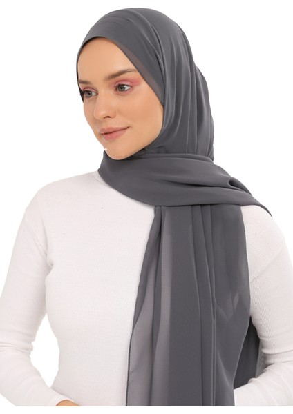 Hazır Lüks Pratik Hijablı Şifon Şal-Füme fiyatları