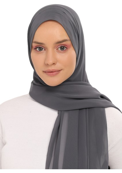 Hazır Lüks Pratik Hijablı Şifon Şal-Füme fırsatları