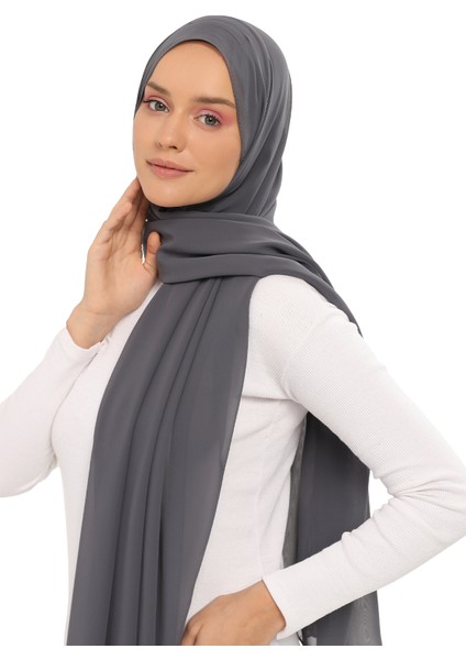 Hazır Lüks Pratik Hijablı Şifon Şal-Füme indirimleri