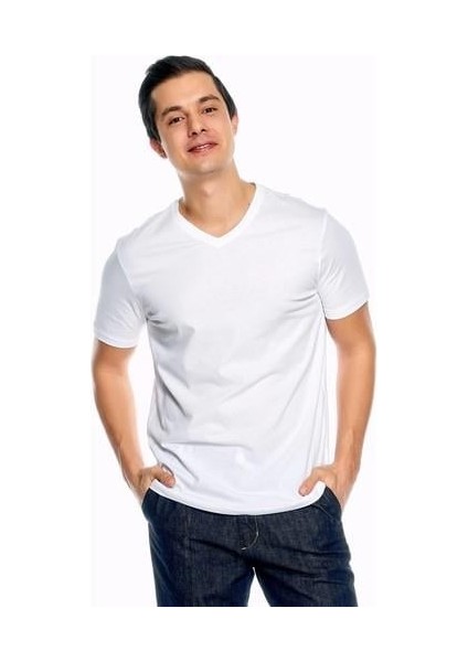 Basic V Yaka Koton Tshirt