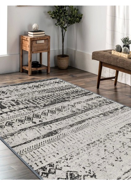 Vintage Desenli Halı, Pamuk Dokuma Pamuklu Taban Dekoratif Halı Kilim 75