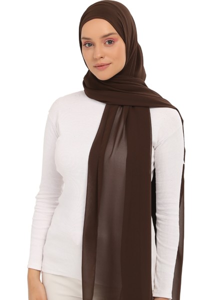 Hazır Lüks Pratik Hijablı Şifon Şal-Kahverengi fiyatları