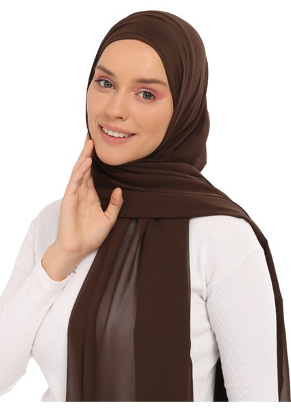 Hazır Lüks Pratik Hijablı Şifon Şal-Kahverengi fırsatları