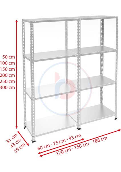 4 Katlı Duble Paslanmaz Krom Raf - Inox Soğuk Oda Rafı, Buzhane Rafı - 31x60 cm-100 cm-0.70 mm fiyatları
