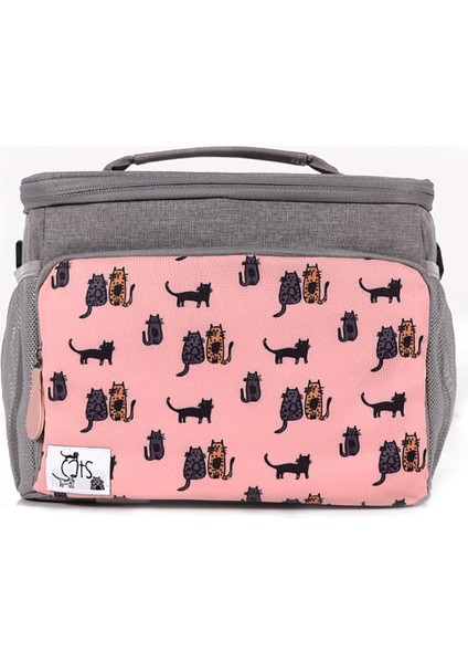 Cats Isı Yalıtımlı Termal Çanta, Su Geçirmez, Sızdırmaz, 10L, Piknik & Beslenme Çantası, Pembe