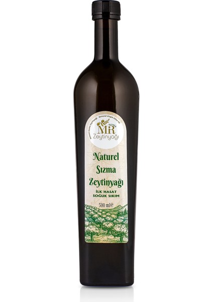 İlk Hasat Soğuk Sıkım Naturel Sızma Zeytinyağı 500 ml Cam Şişe
