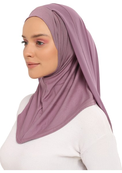 Hazır Lüks Pratik Hijablı Şifon Şal-Açık Maron
