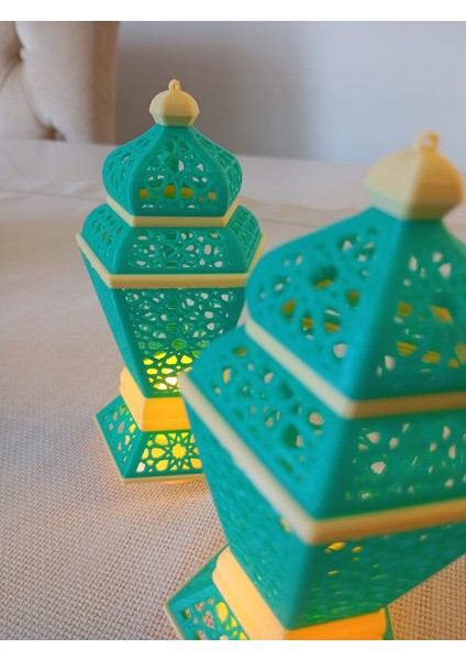 STARLAB3DSTUDIOS Ramazan Temalı Kandil 3'lü Set(Yeşil)