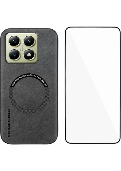 Xiaomi 14T Manyetik Pu + Tpu Telefon Kılıfı Temperli Cam Filmi (Yurt Dışından)