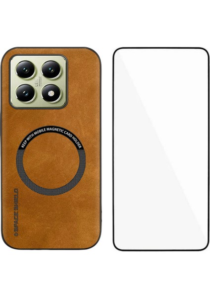 Xiaomi 14T Manyetik Pu + Tpu Telefon Kılıfı Temperli Cam Filmi (Yurt Dışından)