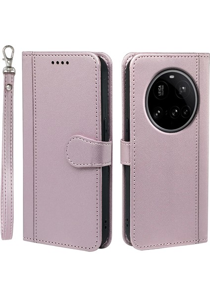 Xiaomi 15 Ultra Cüzdan Manyetik Çıtçıtlı Deri Telefon Kılıfı Kayışlı (Yurt Dışından)