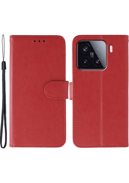 Xiaomi 15 Pu Deri Flip Cüzdan Telefon Kılıfı Kayışlı (Yurt Dışından)
