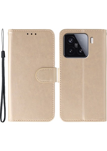 Xiaomi 15 Pu Deri Flip Cüzdan Telefon Kılıfı Kayışlı (Yurt Dışından)