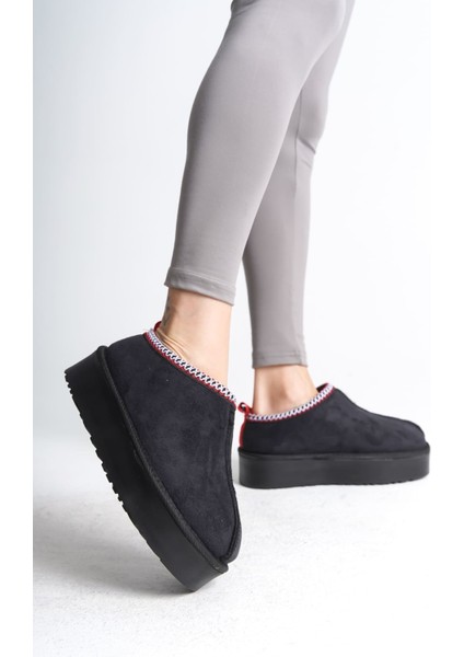 Leıla Bağcıksız Düz ve Kalın Taban Içi Kürklü Kısa Süet Kadın Bot St - Siyah fiyatları