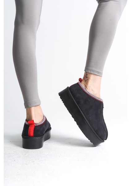 Leıla Bağcıksız Düz ve Kalın Taban Içi Kürklü Kısa Süet Kadın Bot St - Siyah fırsatları