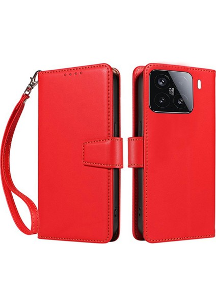 Xiaomi 15 Deri Cüzdan Kapaklı Telefon Kılıfı Bilek Kayışı ile (Yurt Dışından)