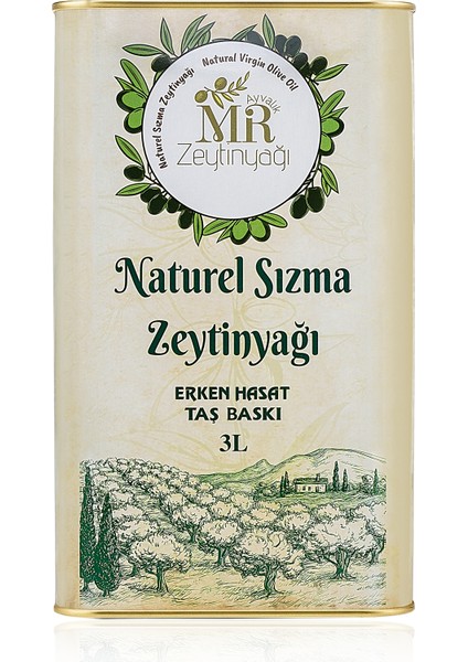 İlk Hasat Soğuk Sıkım Naturel Sızma Zeytinyağı 3 Lt
