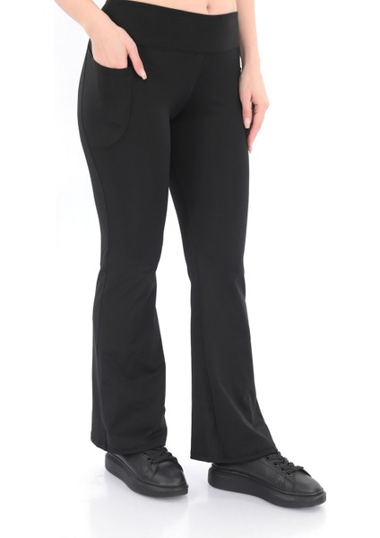 Ispanyol Paça Tayt Rahat Kesim Kadın Yüksek Bel Çift Çepli fırsatları